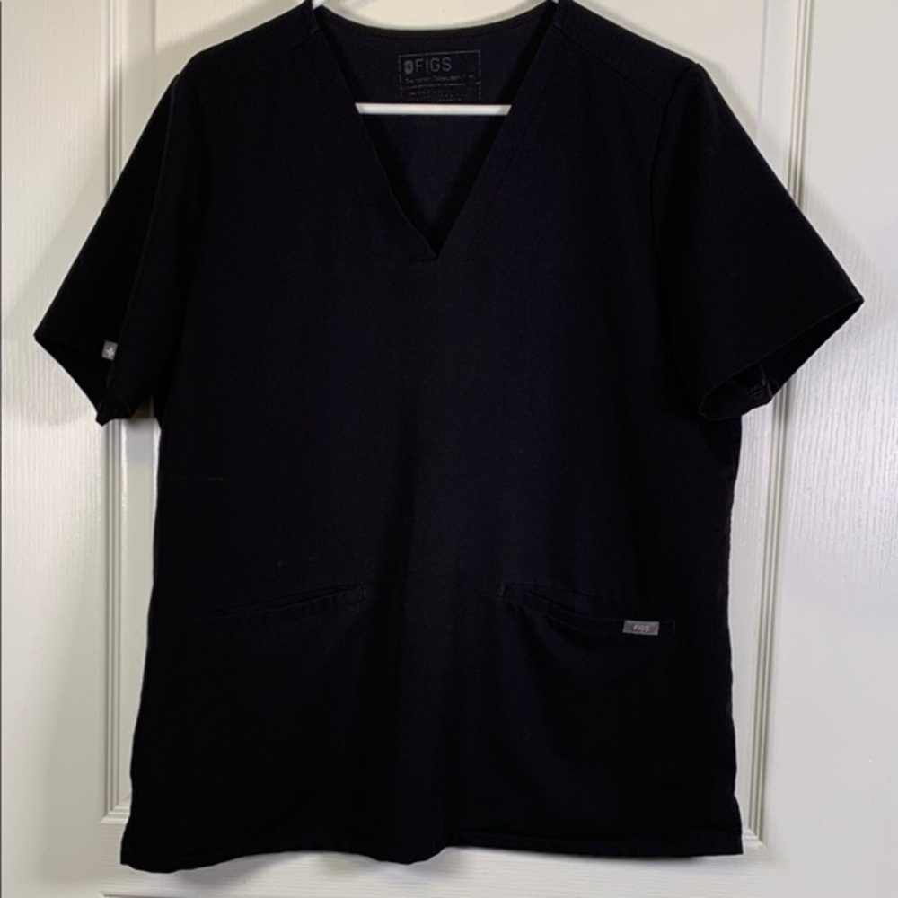 Figs Black V-Neck Casma Scrub Top Medical Hospital Doctor Nurse Size XXL EUC